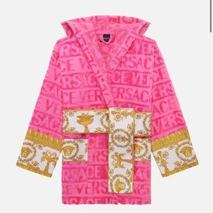 VERSACE I ❤️ BAROQUE SHORT HOODIE BATHROBE